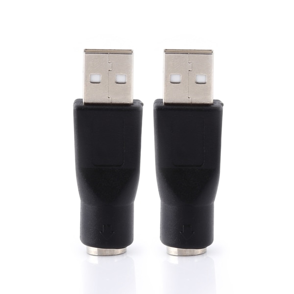 2stk USB 2.0 A hann til PS/2 hunn-adaptere Konverterkontakt for PC Datamaskin Tastaturmus