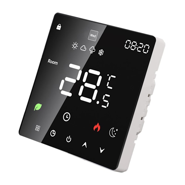 3A digital termostat med LCD-skjerm, smart programmerbar termostat med berøringsskjerm, hydronisk kjeletermostat AC 90V-240V uten WiFi