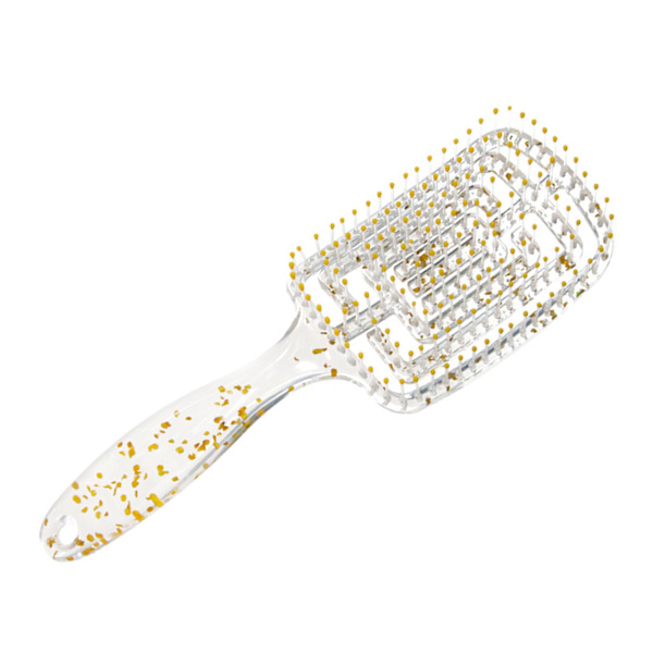 Ventilerad hårborste för detangling Styling Torkning Transparent ihålig krökt ventilerad hårborste för hemmasalong