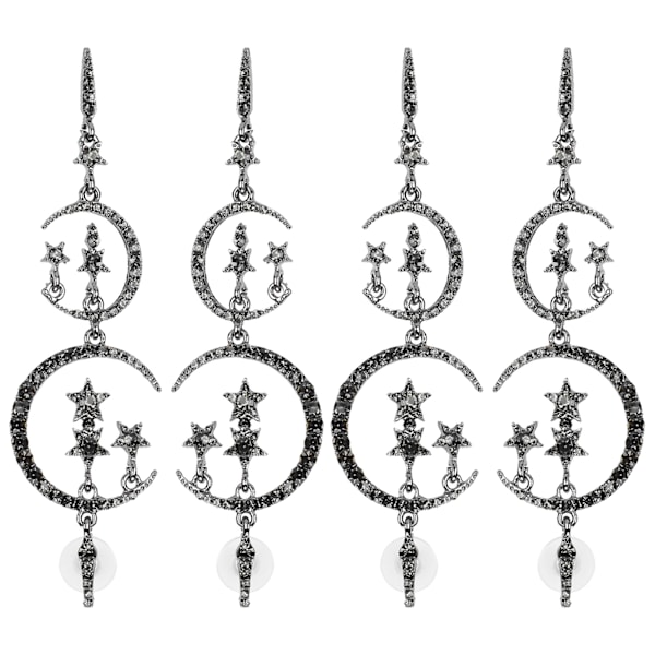 2 par øreringe legering diamant romantisk måne stjerne mode smykker kvinder piger tilbehør sort