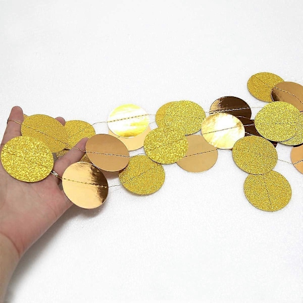 Guld Cirkel prikker Guirlande Gyldne Festdekorationer Glitter Polka Dot Streamers Hængende Baggrund