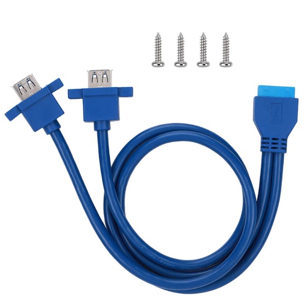 USB3.0 19PIN TIL 2AF Front Bundkort Panelmonteringskabel med Skruehul (0,5 m)