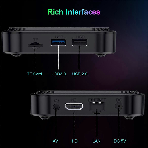 4+32G Smart TV Boks Android 13 RK3528 HDR10 8K RGB Lys BT AU Stik