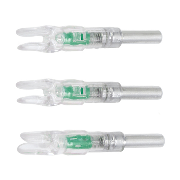 3 stk. bueskydning oplyste nocks plast automatisk med switch 6,2 mm indre diameter bueskydning nock hale til natjagt grøn