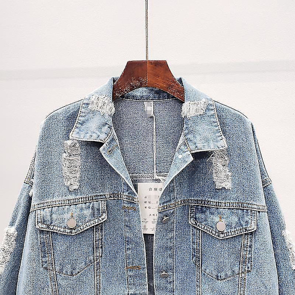Boho-stil kvinders vinter denim jakke med blomsterbroderi m