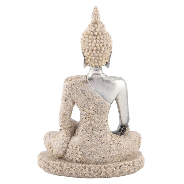 Mediterande sittande Buddha-statyetsnideri hantverk för heminredning bordsdekoration (#1)