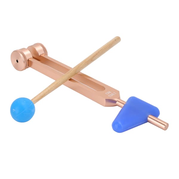 136.1HZ Stemmegaffel i aluminiumslegering, lydhelbredende terapi, stemmegaffel med hammer, roségull