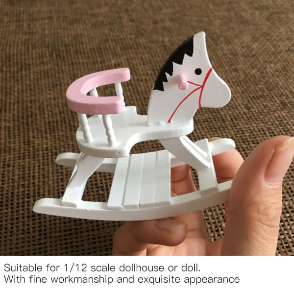 Miniature Træhestestol Kæphest Model Møbler til 1/12 Dukkehus Tilbehør