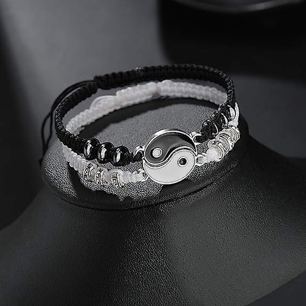 Matchende Yin Yang-armbånd Justerbar snor Vennskapsgave for par Bestevenner Valentinsdag