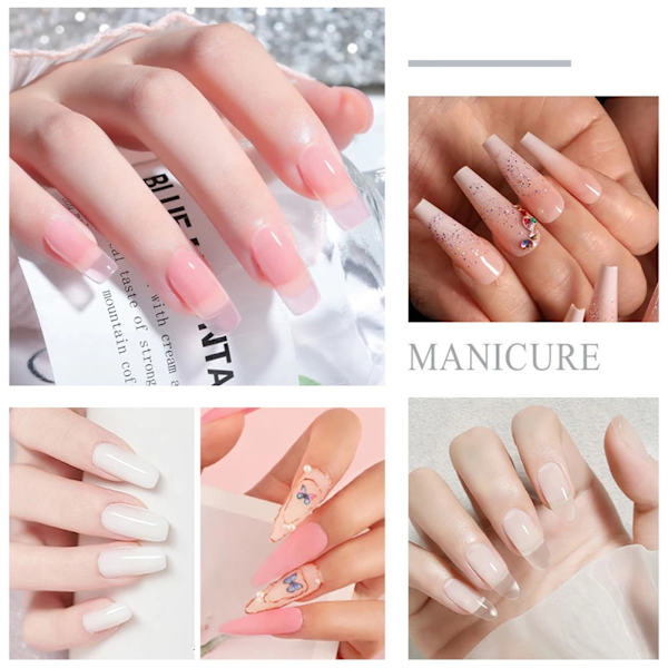 Akryl Nagelpulver Set Akryl Pulver och vätska Set med nagelborste Naglar Art Dekoration Extension Manikyr Verktyg