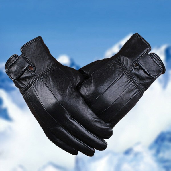 Men Läder Vindtät Touch Screen Handskar Vintervarma vattentäta handskar för utomhusaktiviteter