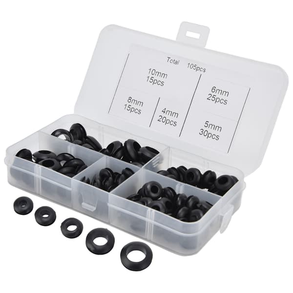 105 st Gummitätning Sortiment Kit Gummi Elektriska Packningsringar Kabeldragning VVS Skyddande Spole