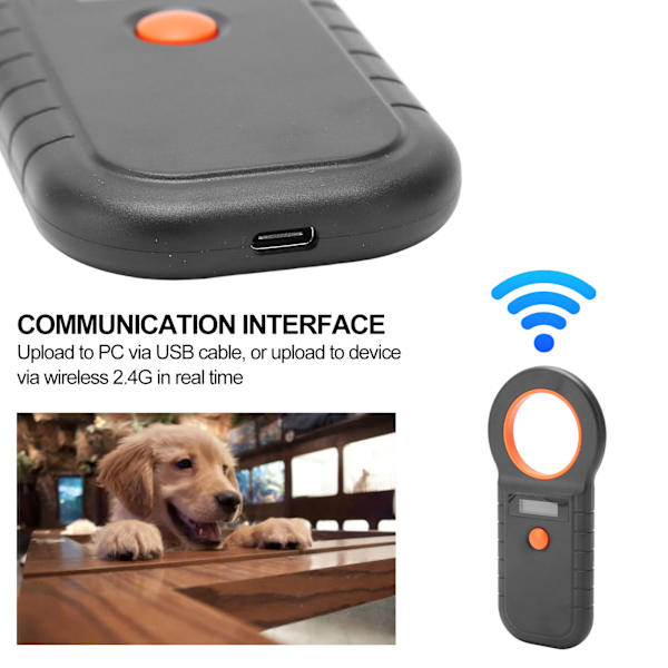 Pet Microchip Scanner 134,2Khz 125Khz EMID FDX B Kabelført USB Trådløs 2,4G Bluetooth Håndholdt Animal Chip Reader Sort
