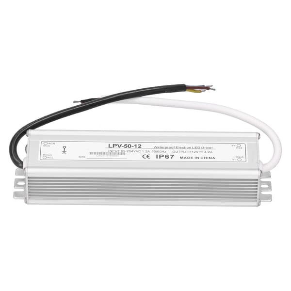 BERM LED-driver elektronisk 50W vanntett strømforsyningstransformatoradapter LPV‑50‑12 DC12V