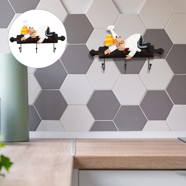 Chef Wall Hanger Thick Chef Wall Hooks Bakery Decorative Chef with Cake Figurine Wall Keys Aprons Tools Hook Chef Wall Art for Kitchen Wall