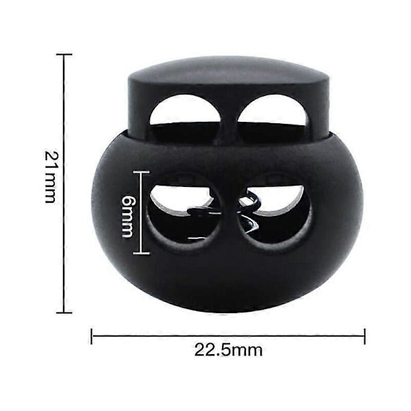 30 Stycken Plastfjäderlås Fjädersnörlås Två Håls Snörändar Oval Elastisk Fjäder Toggle Stopp Ände för Dragsko Svart