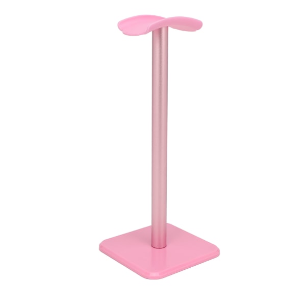 Hodetelefonstativ Avrundet hjørne Anti-slip base TPU-skuff Robust metallstang Hodesettholder for hjemmespillkontor Rosa
