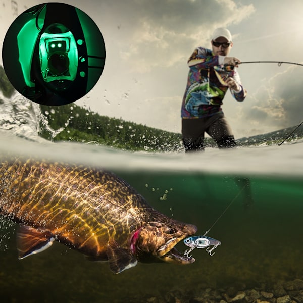 Undervands LED-lys Metal Hard Lure 3D Fiskefiskeri Kunstagn Diskantkrog (blå)