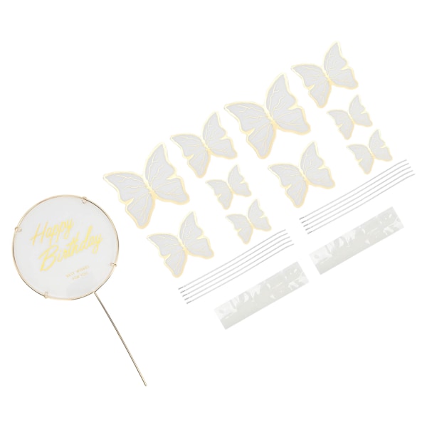 3 set fjärilskakinsats 3D färgfjärilskakinsats kort cupcake topper födelsedag bröllopsfest dekoration vit
