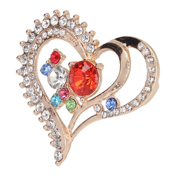 5 st Broscher DIY Love Peach Hjärtformade Rhinestone Glaslegering Smycken Tillbehör Röd