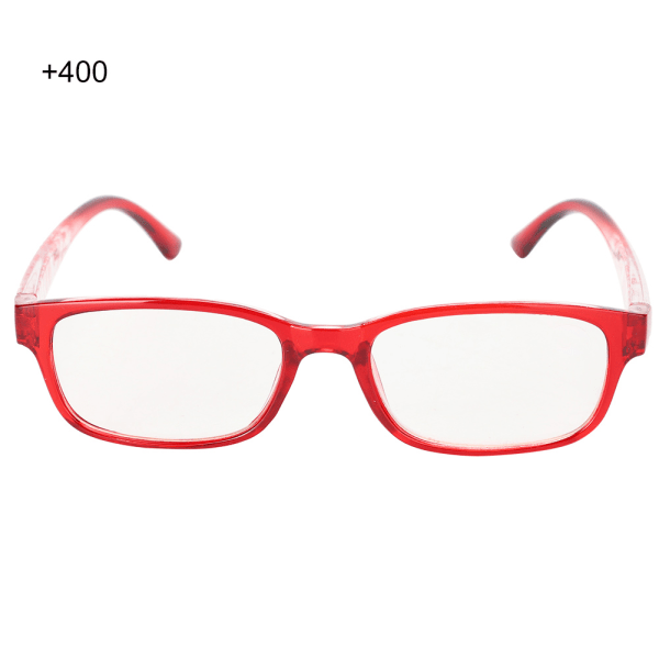 Lukulasit Presbyopic Silmälasit Punaiset silmälasit Miesten Naisten Säilytyslaatikot (+400 Red Frame)