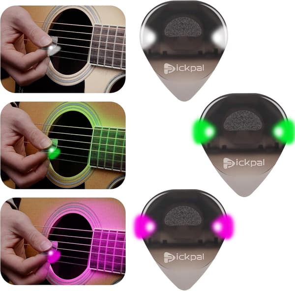 LED Guitar Picks, 3-Pack Luminous Picks, Automatic LED Luminous Picks, Dazzling Colorful Picks for Guitar Accessories