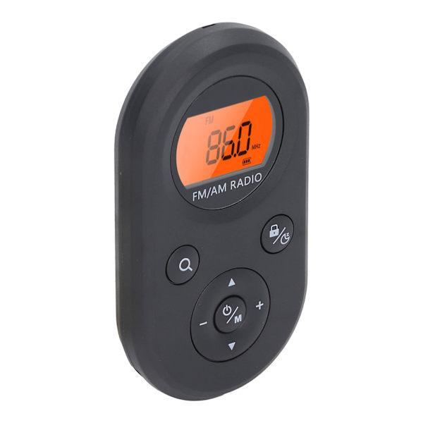AM FM Mini Radio DC5V 76‑108MHz FM 520 522‑1710KHz AM Bakgrundsbelysning Bärbar radio med hörlurar för utomhussvart