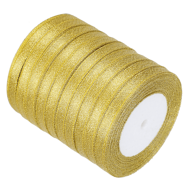 10 st 25 meter/rulle gyllene band DIY rosett hantverk jul bröllopstårta bandage 1CM