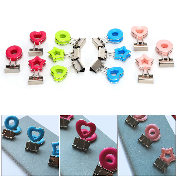 12 stk. Binder Clips Farve Protable Lang Hale Dokumenter Stationære Skole Kontor Mappe