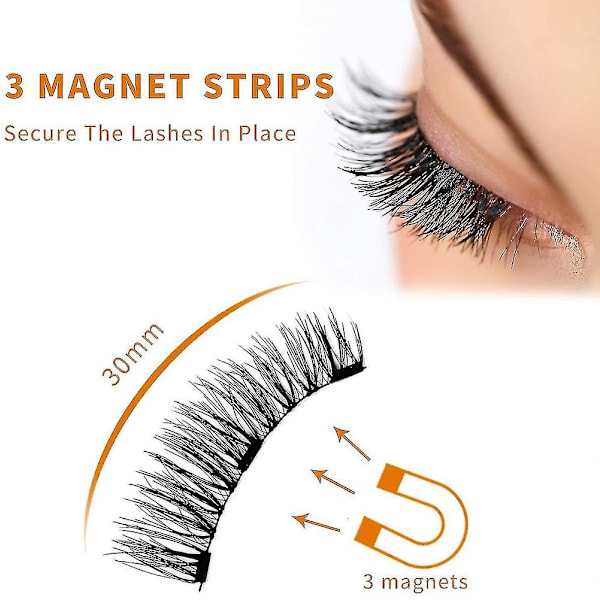 Magneettiripset Uudelleenkäytettävät 3D Magneettiset Tekoripset Tekoripset Ei Liimaa 3 Magneettia Luonnollisen Näköiset Ripsienpidennykset Pinseteillä