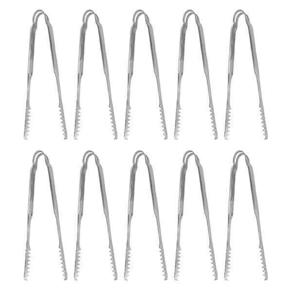 10 stk. istang i rustfritt stål, matserveringstang, enkel å rengjøre, sterkt grep, allsidig for fest, kjøkken, grill, BBQ, bar, 17,6 cm / 6,9 tommer