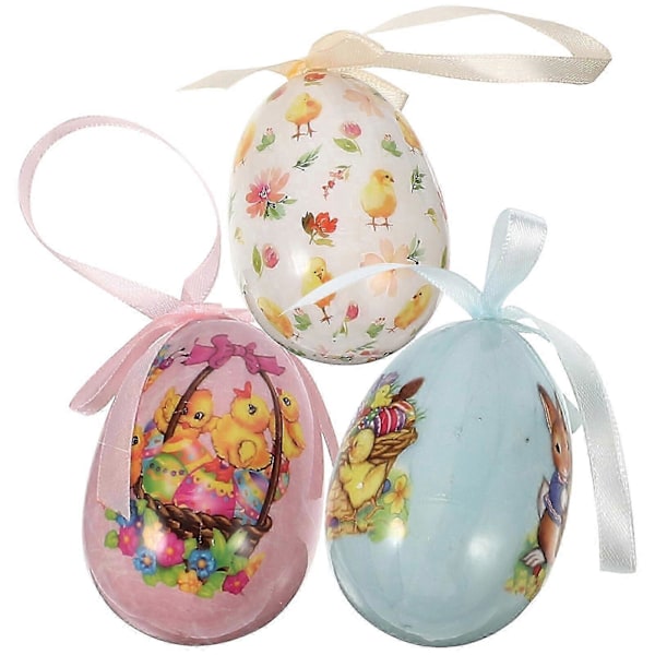 3 st Påskägg Hängande Ornament Påsk Hängande Ägg Påskdekorationer Färgglada Dekorativa Ägg Som Visas 2