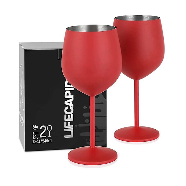 Vinglas i rostfritt stål - Set om 2, 550 ml - Oslåbara, Perfekta för Utomhus, Bar, Pool