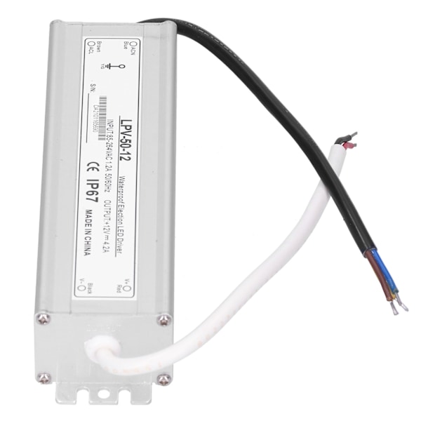 BERM LED-driver elektronisk 50W vanntett strømforsyningstransformatoradapter LPV‑50‑12 DC12V
