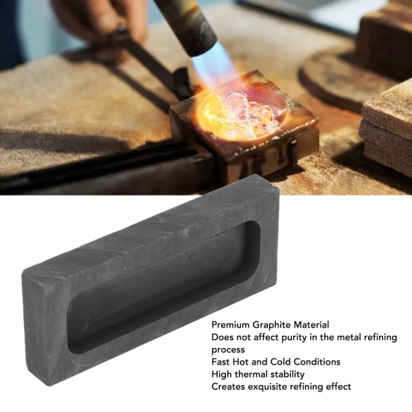 Rektangulær grafittstøpeform - ideell for støping, smelting og raffinering av gull og sølv 60*24*8mm