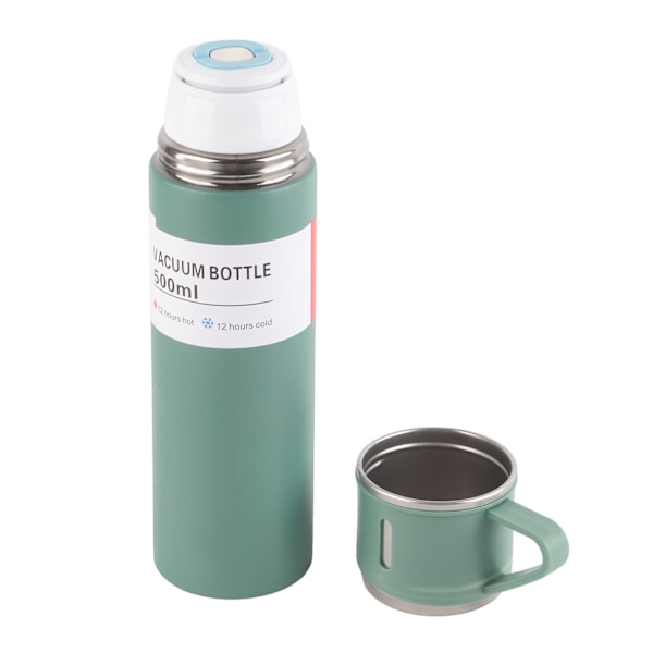 500 ml vakuumisolerad kopp i rostfritt stål, termosmugg, bärbar vakuumflaska för utomhusbruk, grön