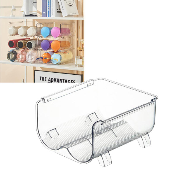 Vannflaskearrangør Transparent Stable Plassbesparende Vannflaske Oppbevaringsholder Stativ for Vakuumkopp 2 Rutenett