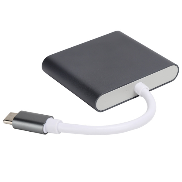 USB C-adapter 3.1 3-i-1 Hub-konverter Dock High Definition Multimedia Interface 4K Sort Grå