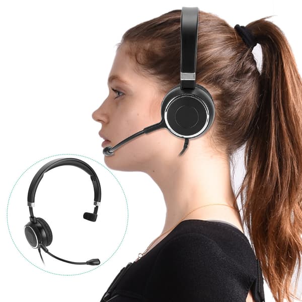 Telefon Trafikk Øretelefon Call Center Kommunikasjon Datamaskin Headset USB Ledningskontroll Klar Lydkvalitet Hodetelefon