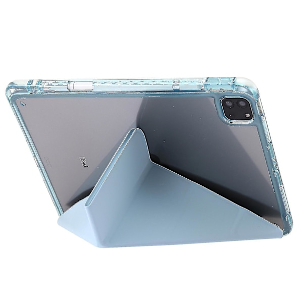 Surfplattefodral för iPad Pro 11 (2018) / (2020) / (2021) / (2022) / iPad Air (2020) / (2022) origami tri-fold stativ läder + genomskinligt akrylskal - B6 Gul