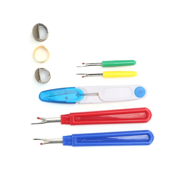 Sysett med fingerbeskyttelse, saks og trådkutter for DIY-broderi, strikking og quilting
