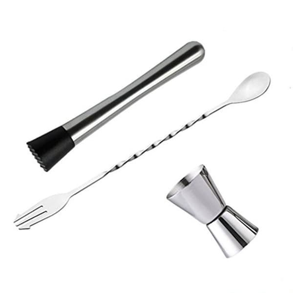 Cocktailblandningssked, muddler och 15 ml 30 ml jigger i rostfritt stål för hemmabruk