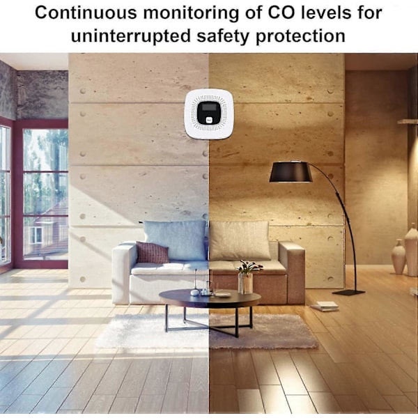 Kolmonoxidvarnare Alarm Utbytbart Batteridriven, CO-larmdetektor med Digital Display -CHSZ