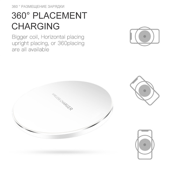 Trådløs lader 7.5W Hurtig trådløs ladeplate Kompatibel for iPhone 8