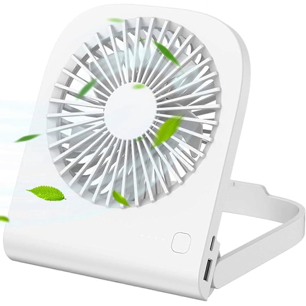 Personlig USB Bordventilator, Mini Bærbar 14 timers Kølende Kontor Genopladelig Lille Bordventilator, 4800mah Støjsvag Batteridrevet Skrivebordsventilator (hvid)