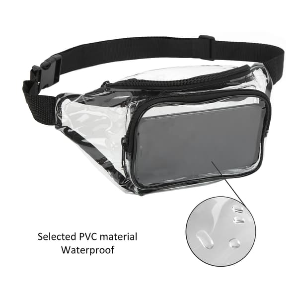 Transparent bæltetaske PVC Vandafvisende Lynlås Multipurpose Taljetaske til Rejser Sort