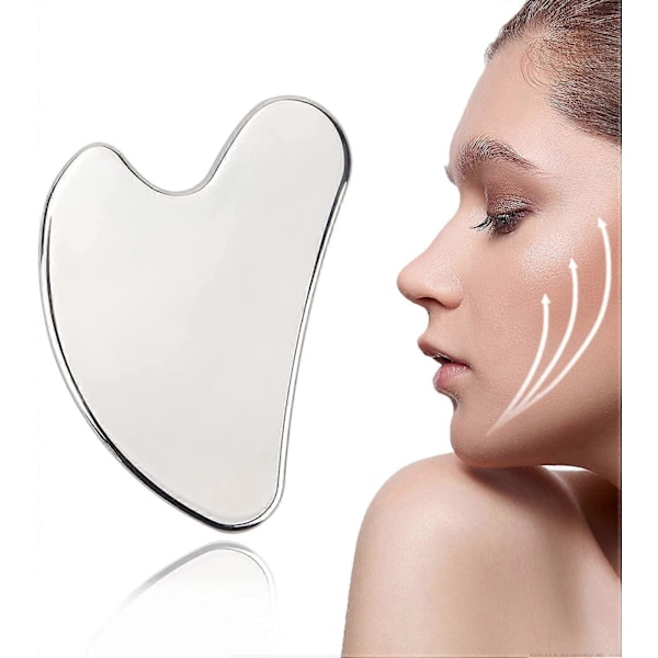 Visage Rustfritt Stål 304, Gua Sha Kropp Hjerteformet Stein, Gua Sha Metall for å Redusere Poser Under Øynene, Oppstramme Ansiktet,