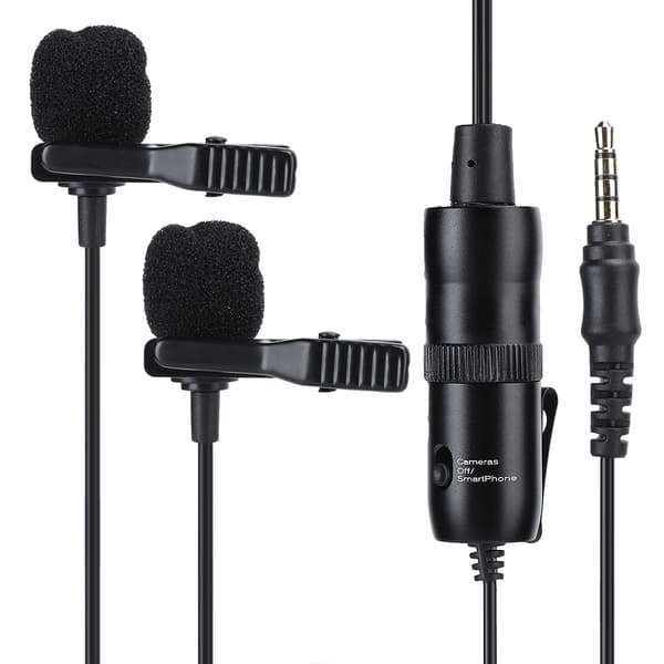 SL2 Lavalier dubbelmikrofon bärbar slipsfäste minimikrofon 3,5 mm-kontakt för PC