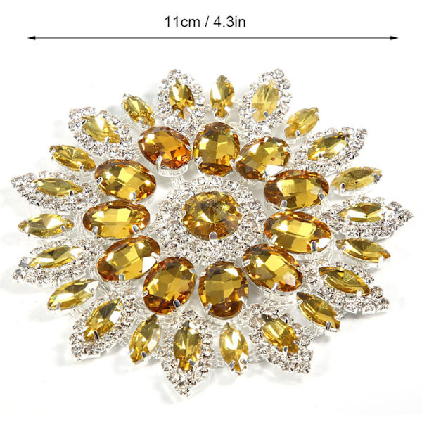 Kristallglas Rhinestones Dekoration DIY Kläder Smycken Tillbehör (Gul Silver Base)