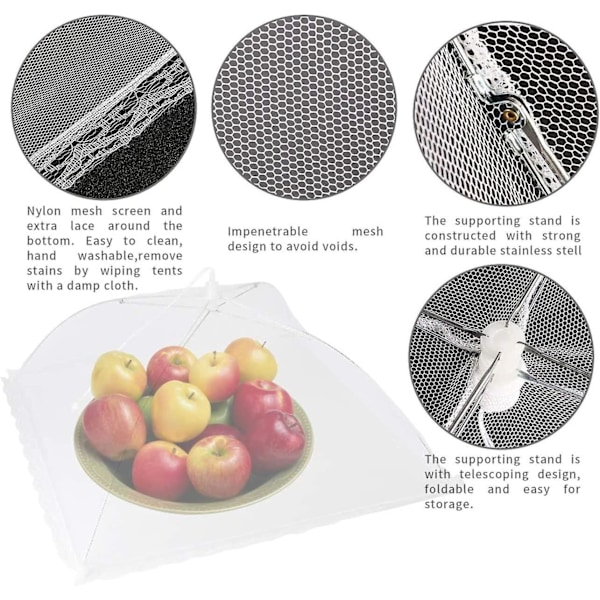 Mesh Pop Up Matnät Set - 17 Tum, Perfekt för Utomhusbruk, Fester, Picknickar, Grillar - Återanvändbara och Hopvikbara (6-Pack)